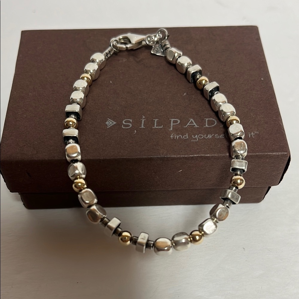 Silpada Sterling Silver and Gold Overlay Beaded Bracelet